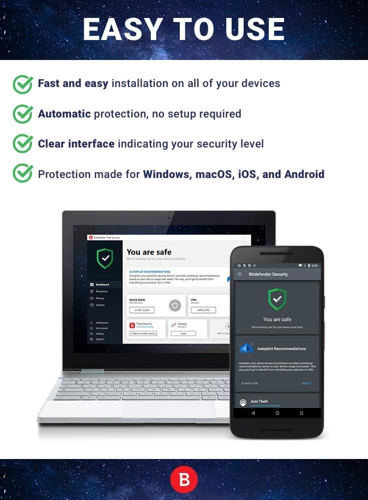 Total Security for WINDOWS, MAC, iOS and ANDROID 3 Devices 3 Years